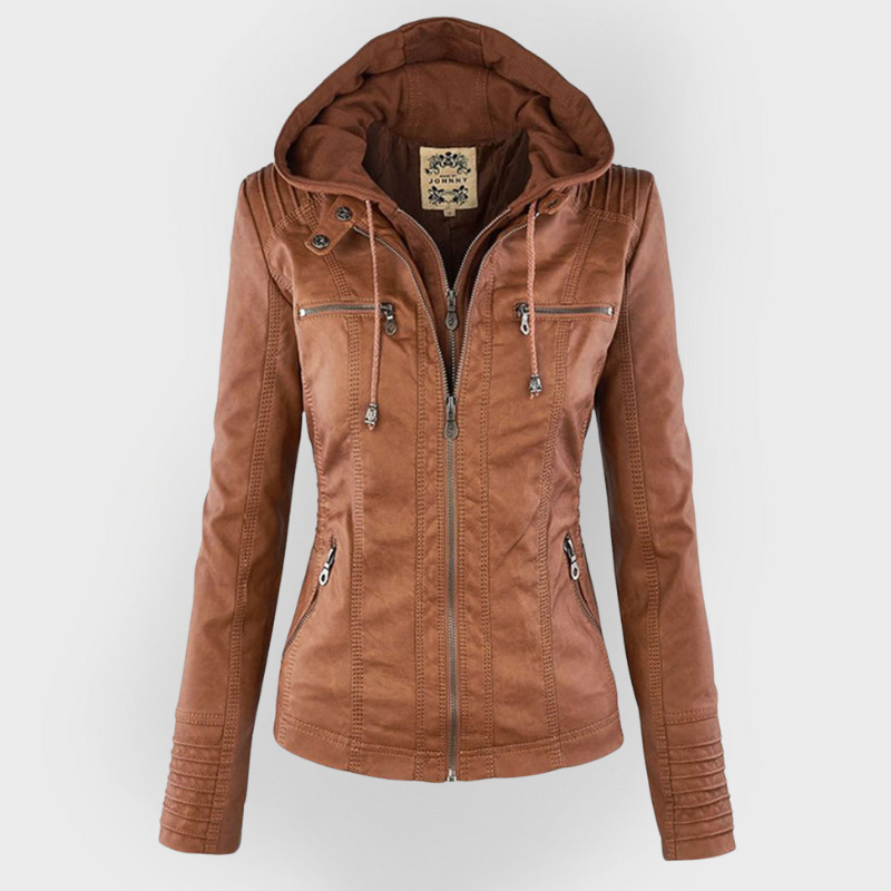 Rachel™ | Modern Leather Jacket with Hood