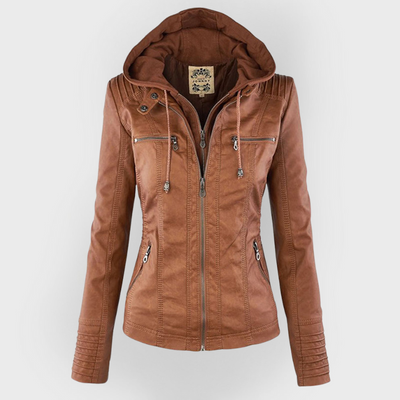 Rachel™ | Modern Leather Jacket with Hood