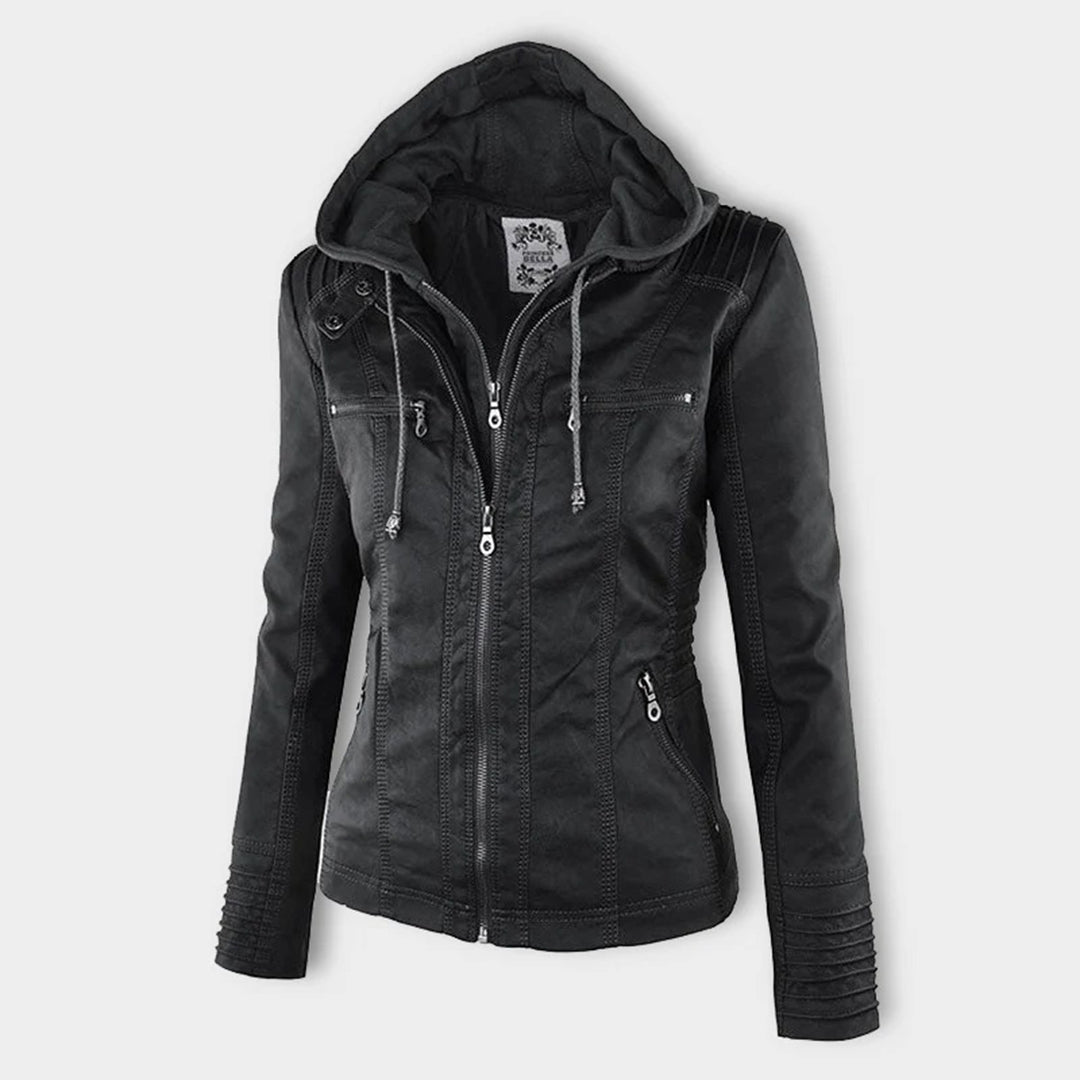 Rachel™ | Modern Leather Jacket with Hood