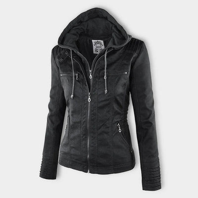 Rachel™ | Modern Leather Jacket with Hood