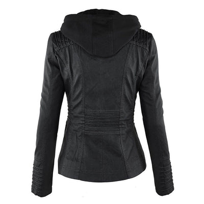 Rachel™ | Modern Leather Jacket with Hood