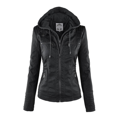 Rachel™ | Modern Leather Jacket with Hood