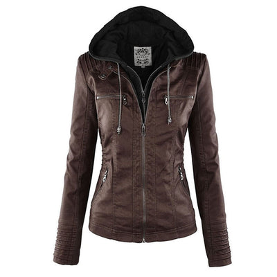 Rachel™ | Modern Leather Jacket with Hood