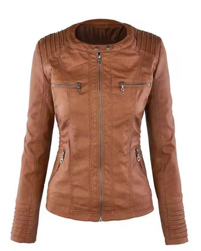 Rachel™ | Modern Leather Jacket with Hood
