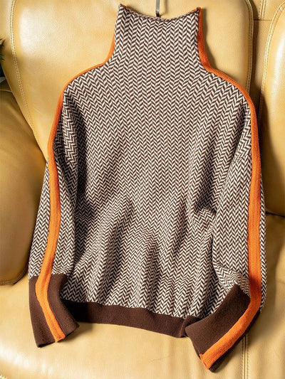 Marieke | Turtleneck Sweater with Striking Contrasting Stripes